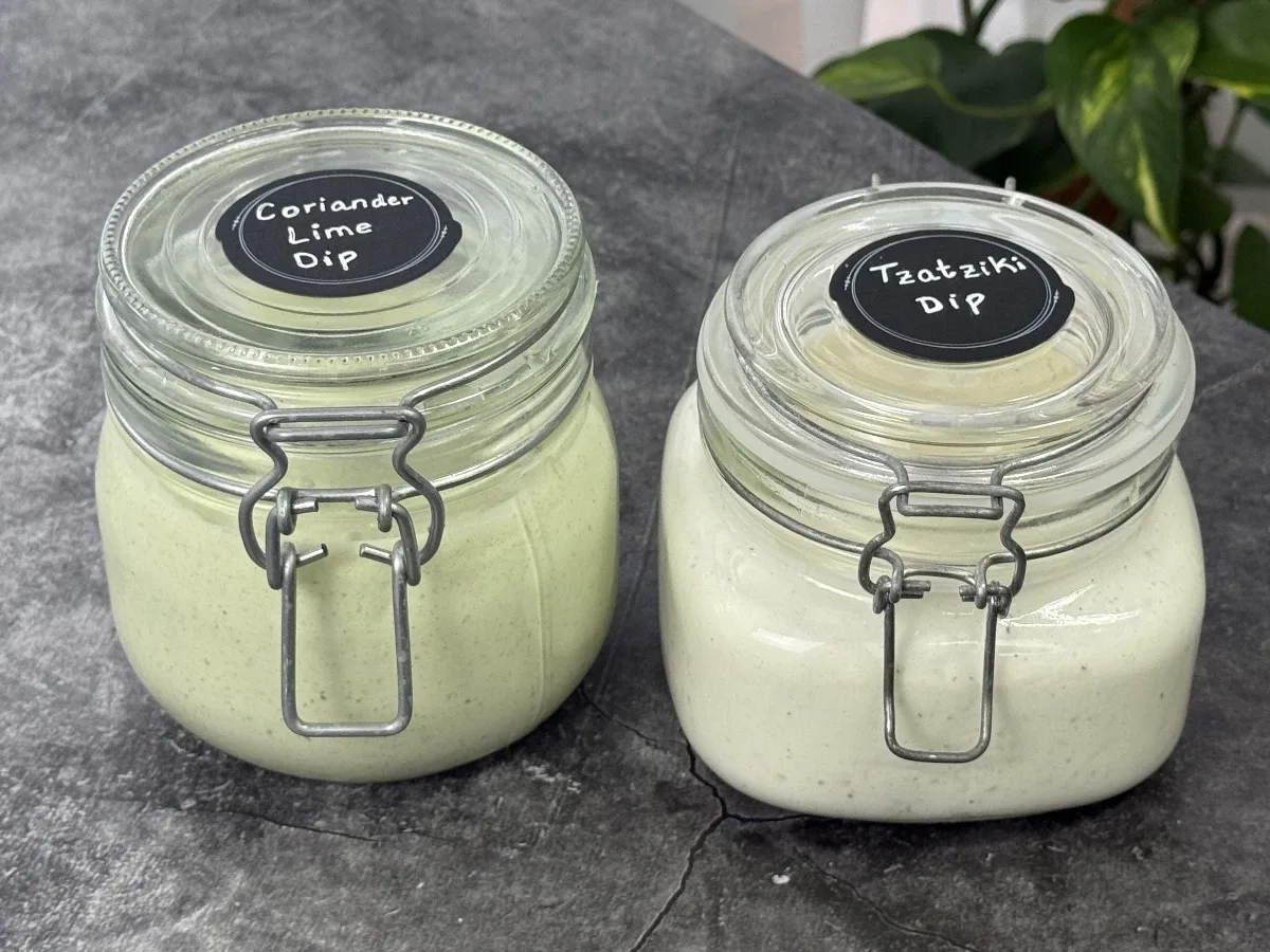 2 High Protein Dips: Tzatziki & Coriander Lime