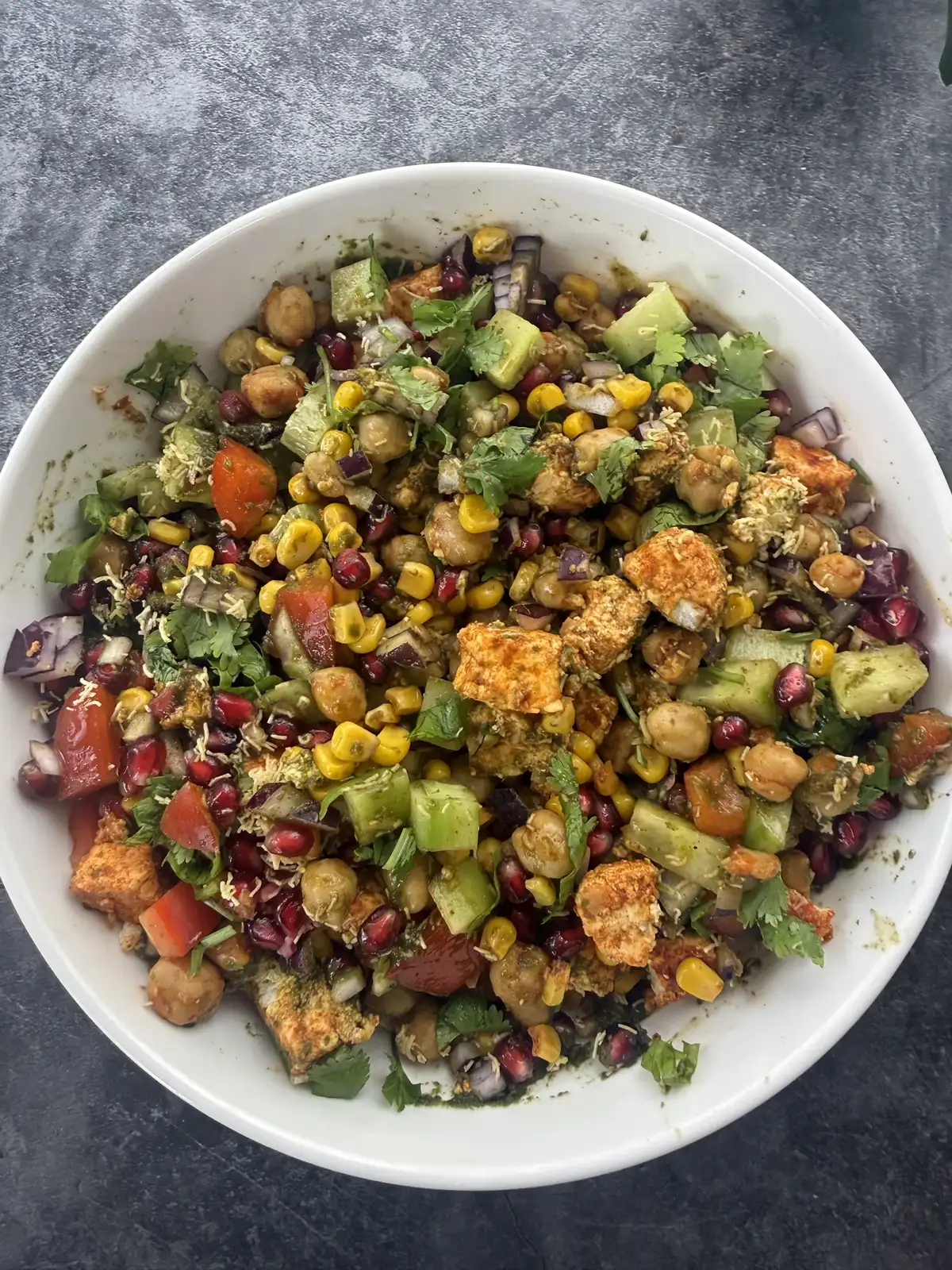 Spiced Paneer & Chickpea Salad (Paneer Chaat)